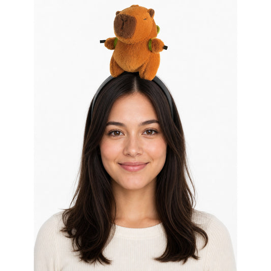 Carnival headband with a capybara in a turtle style