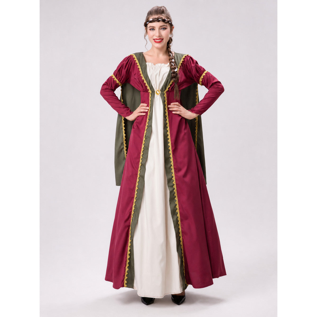 Retro Costume with Dress and Cloak for Role-Playing Looks