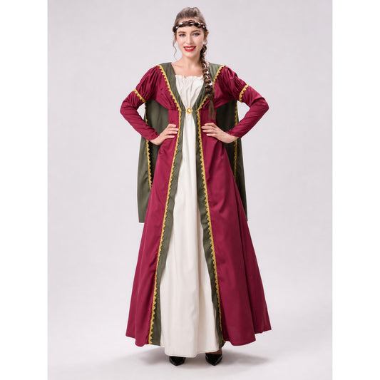Retro Costume with Dress and Cloak for Role-Playing Looks