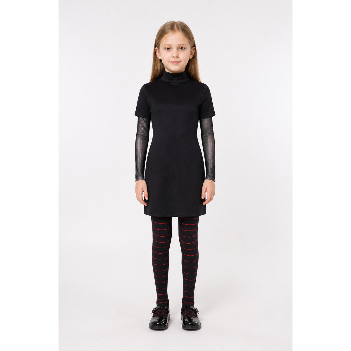 Vampire Costume with Dress and Striped Pants main product view