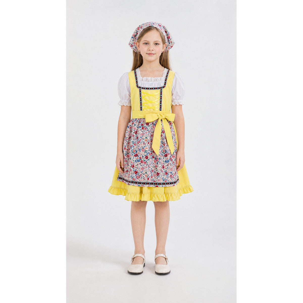 Dirndl Dress with Apron and Headscarf for Oktoberfest