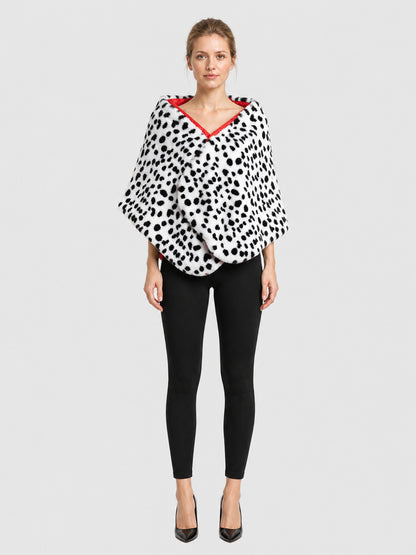 Cruella Cosplay Cape Cloak, Black and White, M–XL on-model view