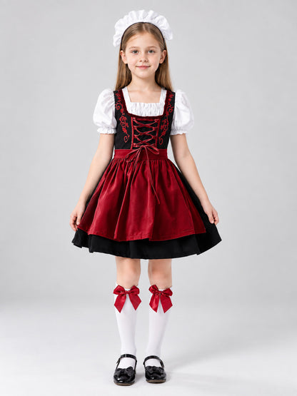 Kids' Bavarian-Style Dirndl Costume with Apron