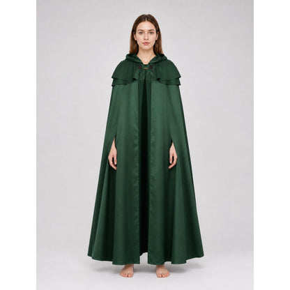 Dark Green Hooded Cape with Pendant