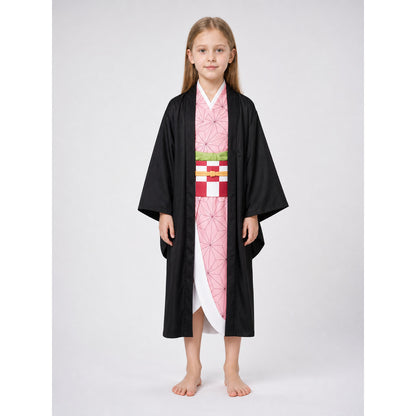 Japanese-Style Costume: Kimono, Cape, and Obi Belt on-model view