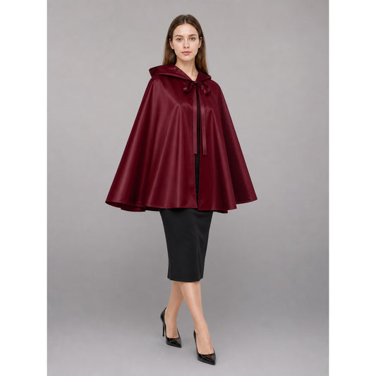 Burgundy Carnival Cloak with Hood for Cosplay