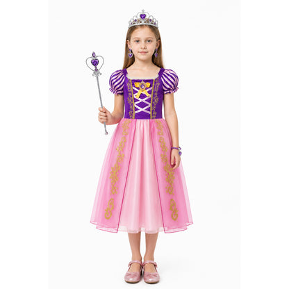 Rapunzel Princess Costume with Crown and Wand main product view