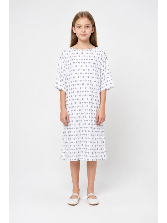 White Eleven Cosplay Dress with Black Flowers main product view