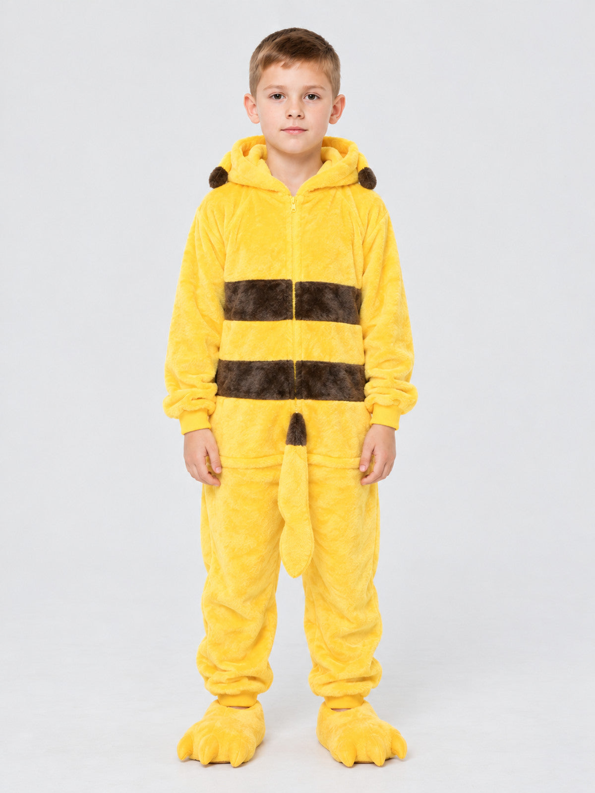 Kids' Hooded Jumpsuit Pajama with Tail, Yellow