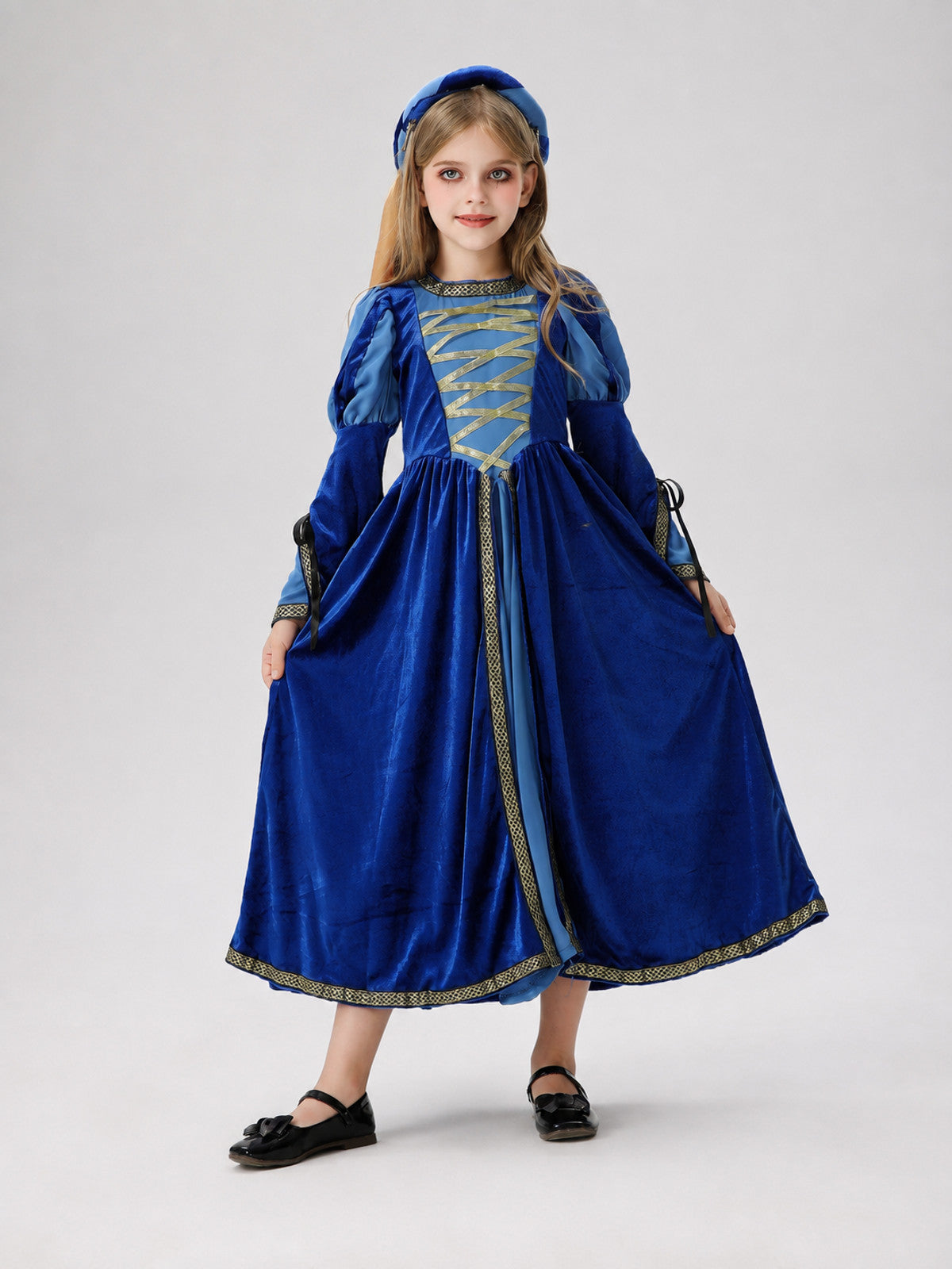 Medieval-Style Carnival Dress with Headwear on-model view