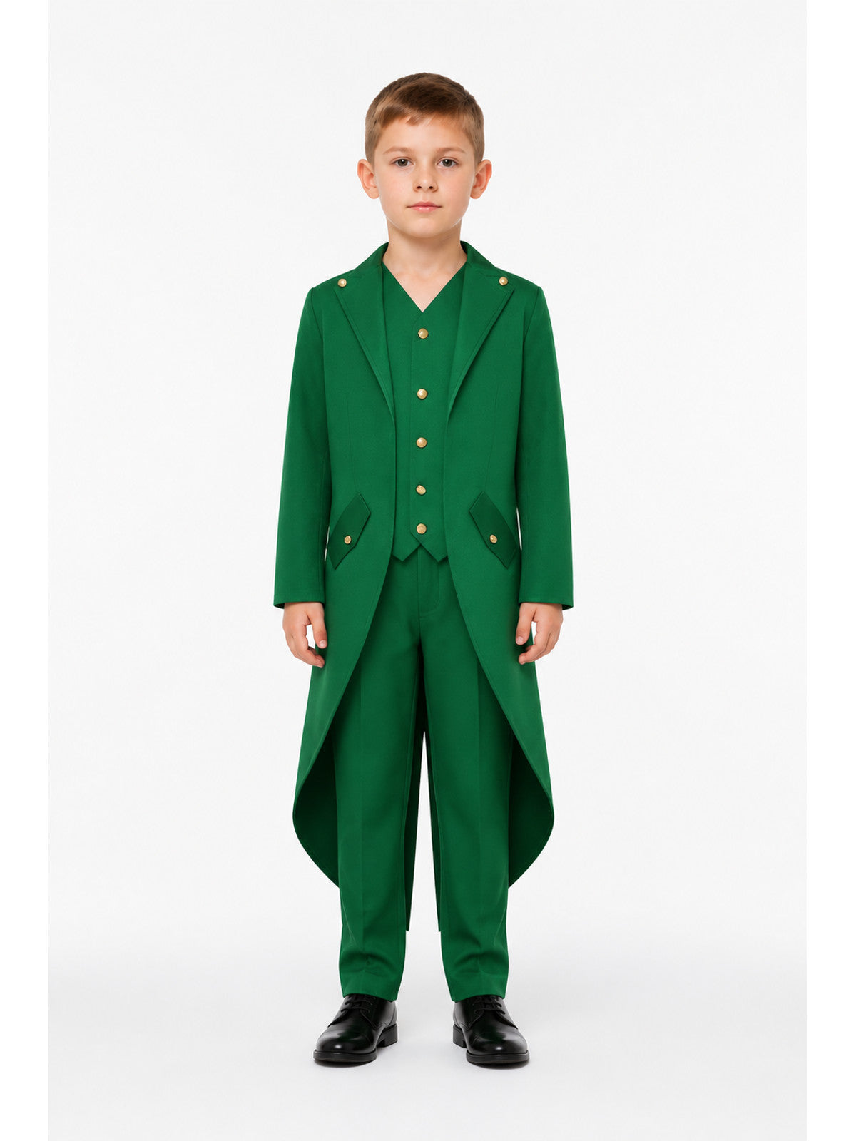 Men's Dark Green Tailcoat with a Fold-Down Collar main product view