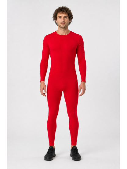 Red Zentai Jumpsuit with Covered Feet