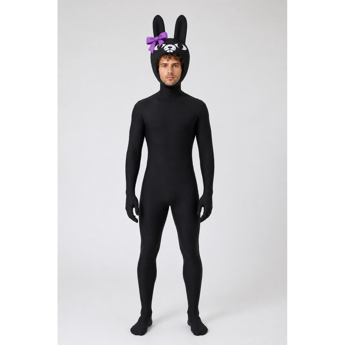 Black Rabbit Bodysuit with Long Ears and Bow main product view