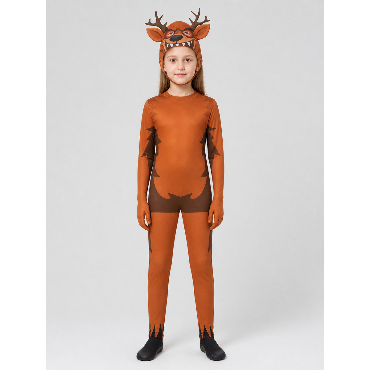 Children's Monster Deer Costume with Antlers and Fangs