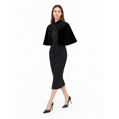 Black Gothic Costume Cape with Lace