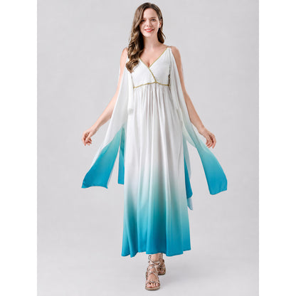 Long Gradient Cosplay Dress with Draped Details