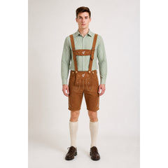 Historical Costume with Suspenders, Green and White Plaid