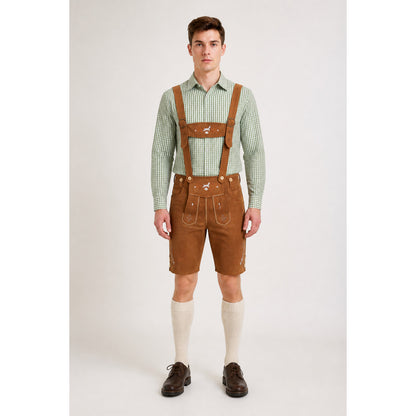 Historical Costume with Suspenders, Green and White Plaid