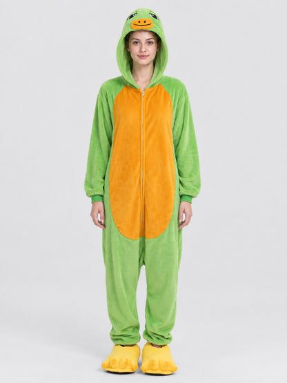 Flannel Hooded Zip-Up Pajama Jumpsuit