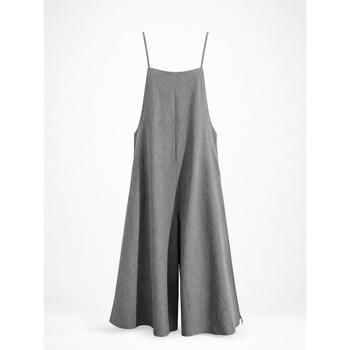 Gray Wide-Leg Overalls with Straps