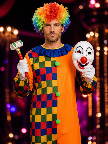 Checkered Clown Costume for Cosplay, Masquerades, and Halloween