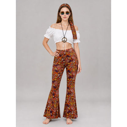 Hippie-Style Set: Bell-Bottom Pants, Top, and Accessories