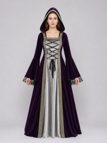 The dress is designed in a Gothic medieval style and features a costume in deep front view