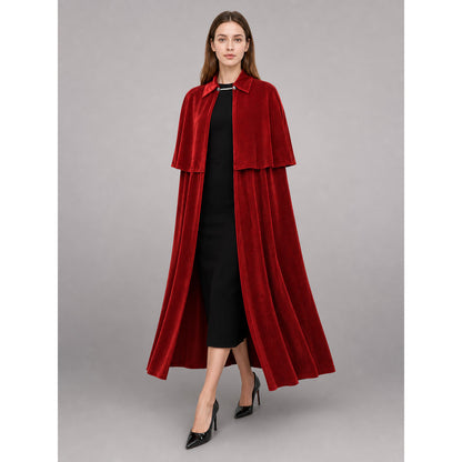 Red Carnival Cloak, Long, with High Collar front view