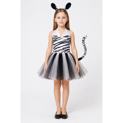 Children’s zebra costume with dress and accessories main product view