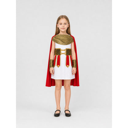 Ancient Roman Warrior Costume with Red Cape for Cosplay on-model view