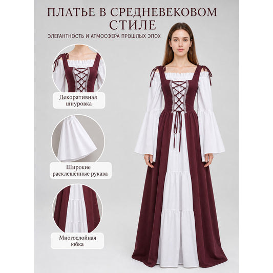 Renaissance-Style Medieval Dress with Lacing