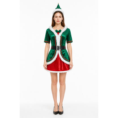 Holiday costume with dress, hat, and belt