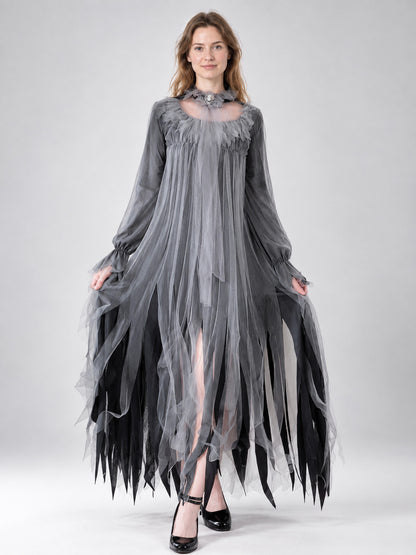 Gray-Black Vampire Costume with Dress and Choker