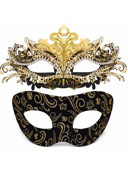 Couple Masquerade Masks Metal Venetian Party Mask Mardi Gras Mask for Women Men