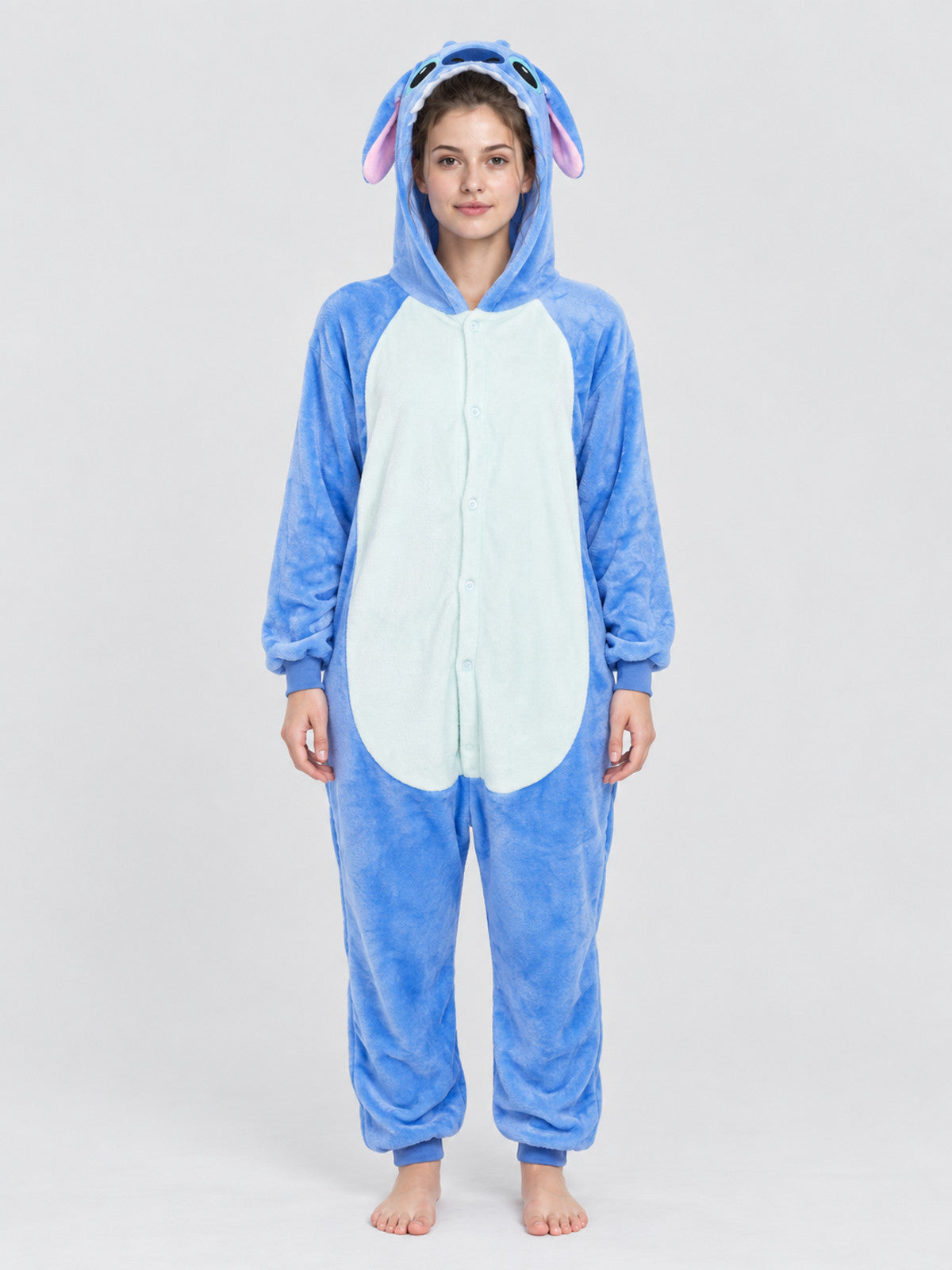 Insulated Kigurumi Pajama with Hood and Plush Texture