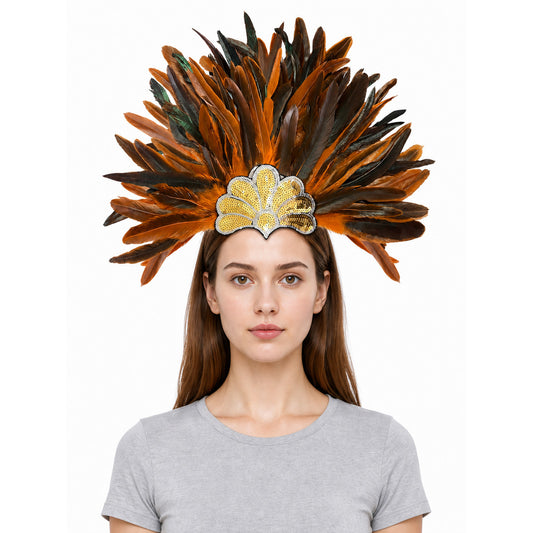 Carnival Headpiece with Orange Feathers