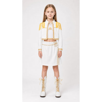 White Children's Stage Costume with Gold Fringe main product view