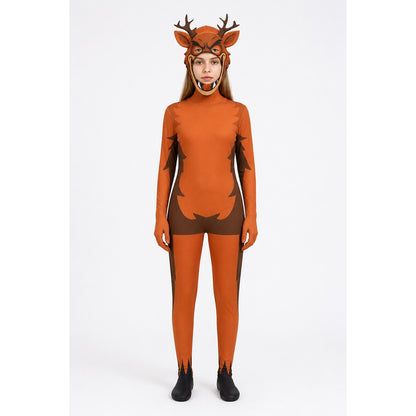Deer Monster Costume Jumpsuit with Headpiece
