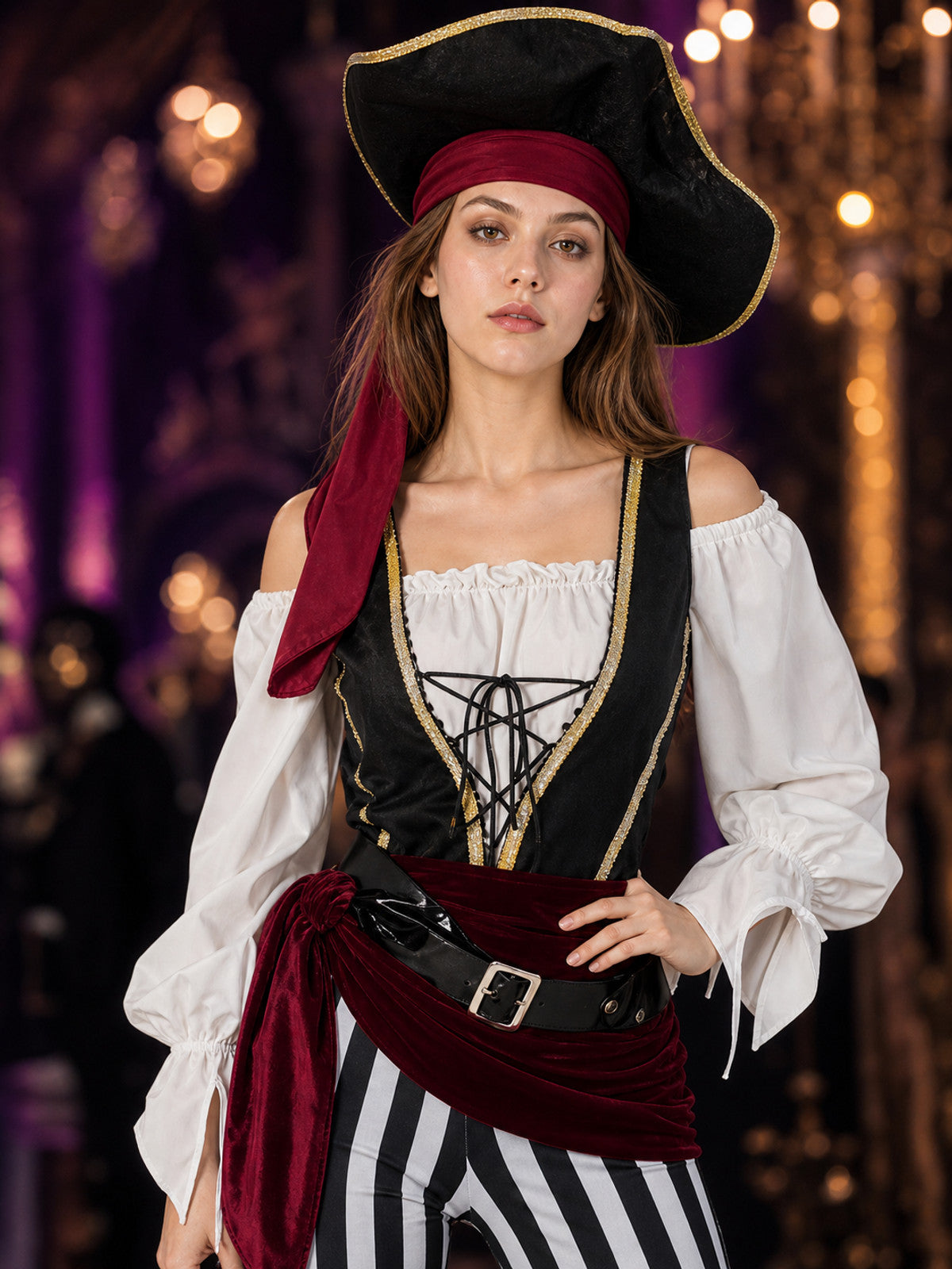 Caribbean-Style Pirate Costume for Halloween on-model view