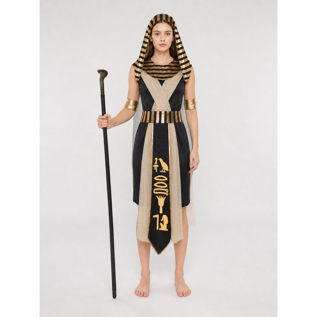 Egyptian Pharaoh Costume with Chest Bib for Halloween on-model view