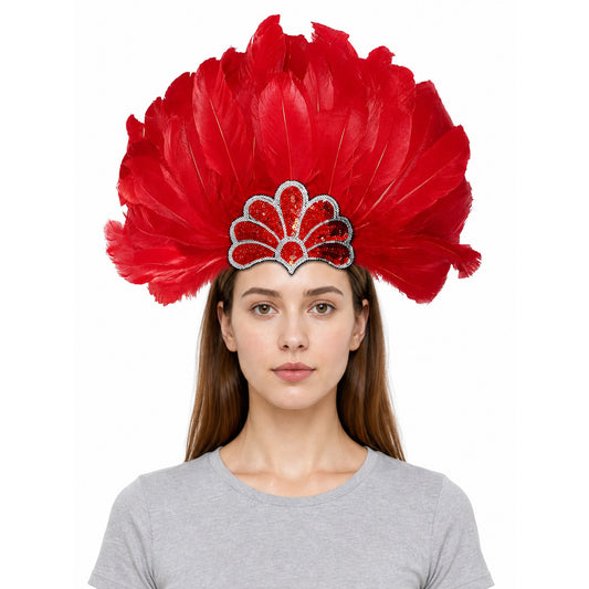 Carnival Headpiece with Red Feathers