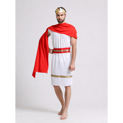 Roman Costume with Tunic, Cape, and Wreath on-model view