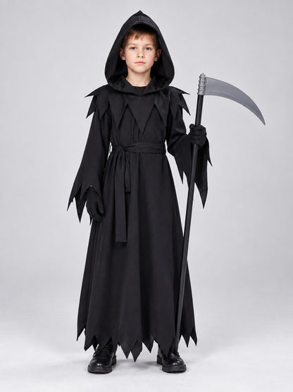 Black Cosplay Costume with Hood and Scythe