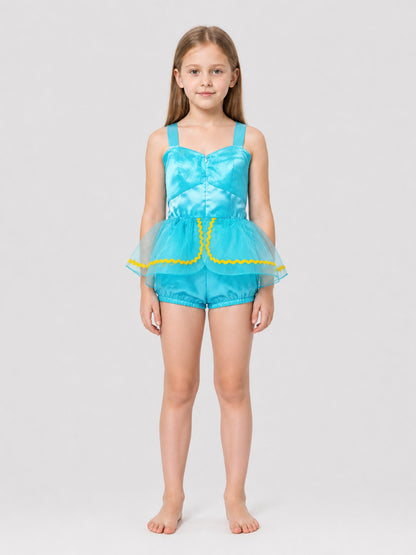 Blue Aladdin-Style Carnival Costume Jumpsuit