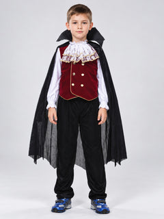 Children's vampire costume with cape and jabot