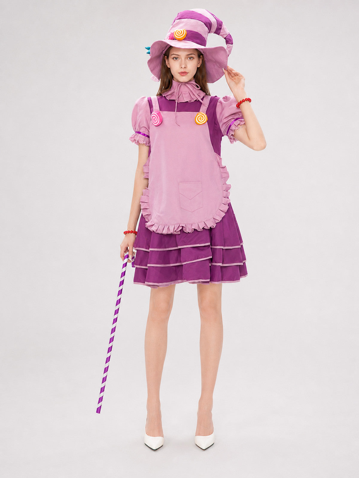Witch Costume with Hat and Collar for Halloween on-model view