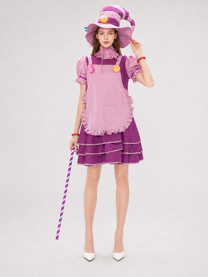 Witch Costume with Hat and Collar for Halloween on-model view
