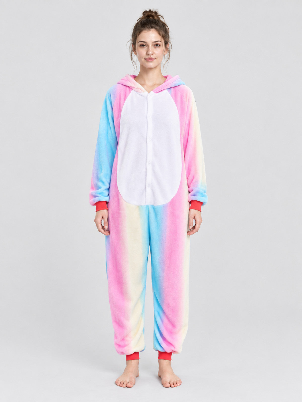 Hooded Kigurumi Jumpsuit, Flannel, Pastel