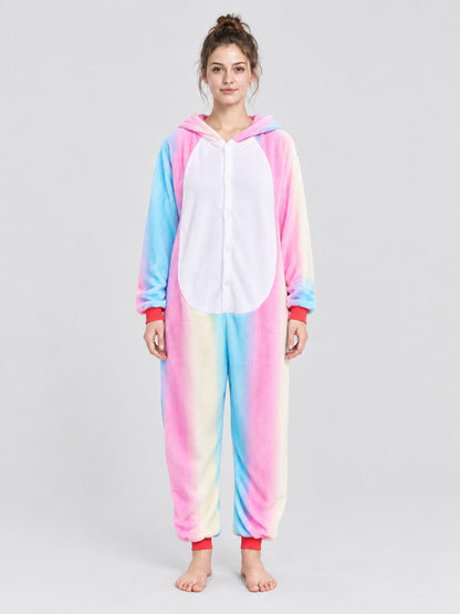 Hooded Kigurumi Jumpsuit, Flannel, Pastel