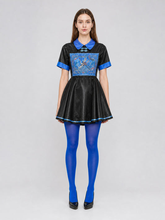 Chinese-Style Carnival Dress, Hat, and Tights front view